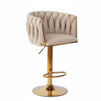 Hoker regulowany, obrotowy, barowy, do kuchni Glamour Loft Pleciony wyspa