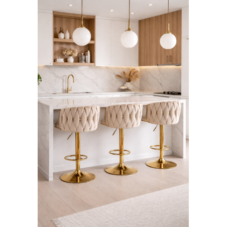 Hoker regulowany, obrotowy, barowy, do kuchni Glamour Loft Pleciony wyspa