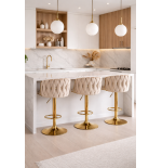 Hoker regulowany, obrotowy, barowy, do kuchni Glamour Loft Pleciony wyspa