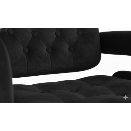 Hoker barowy z oparciem i podłokietnikami welurowy czarny KING