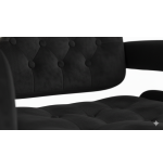 Hoker barowy z oparciem i podłokietnikami welurowy czarny KING