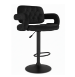 Hoker barowy z oparciem i podłokietnikami welurowy czarny KING