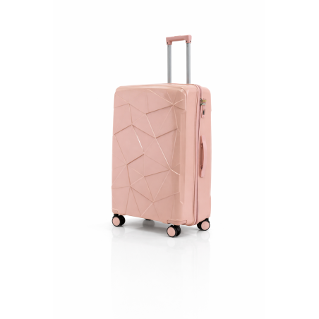 Walizka podróżna, duża, VINCI - PP016 L RÓŻOWA, Polipropylen, TSA