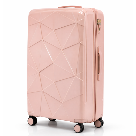 Walizka podróżna, duża, VINCI - PP016 L RÓŻOWA, Polipropylen, TSA