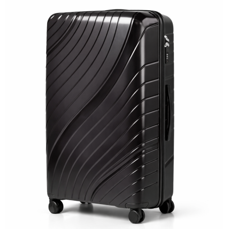 Walizka podróżna, średnia, VINCI - PP120 M czarna, Polipropylen, TSA