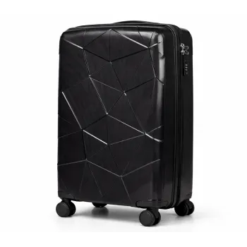 Walizka podróżna, kabinówka, VINCI - PP016 S CZARNA, Polipropylen, TSA