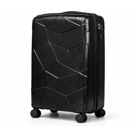 Walizka podróżna, kabinówka, VINCI - PP016 S CZARNA, Polipropylen, TSA