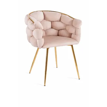 Luksusowe Krzesło Fotel do salonu OLIMPIA welur Beżowy GLAMOUR LOFT 1 szt.