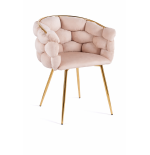 Luksusowe Krzesło Fotel do salonu OLIMPIA welur Beżowy GLAMOUR LOFT 1 szt.