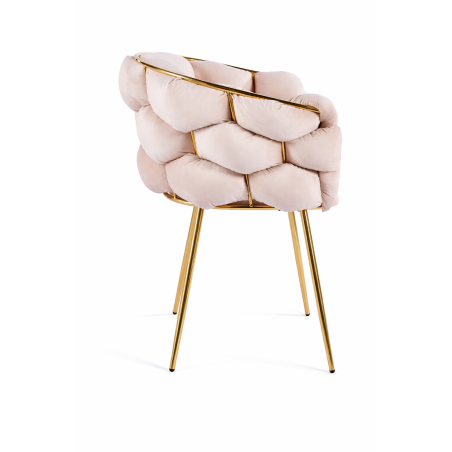 Luksusowe Krzesło Fotel do salonu OLIMPIA welur Beżowy GLAMOUR LOFT 1 szt.