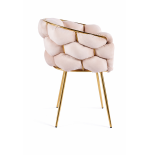 Luksusowe Krzesło Fotel do salonu OLIMPIA welur Beżowy GLAMOUR LOFT 1 szt.