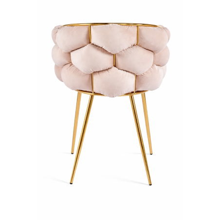 Luksusowe Krzesło Fotel do salonu OLIMPIA welur Beżowy GLAMOUR LOFT 1 szt.