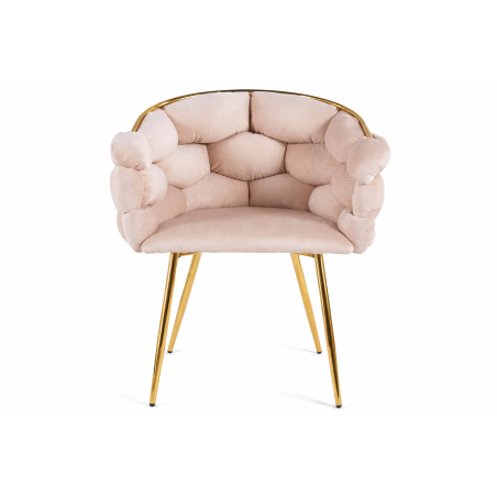 Luksusowe Krzesło Fotel do salonu OLIMPIA welur Beżowy GLAMOUR LOFT 1 szt.