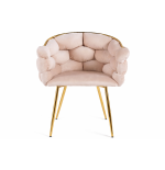 Luksusowe Krzesło Fotel do salonu OLIMPIA welur Beżowy GLAMOUR LOFT 1 szt.