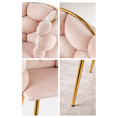 Luksusowe Krzesło Fotel do salonu OLIMPIA welur Beżowy GLAMOUR LOFT 1 szt.