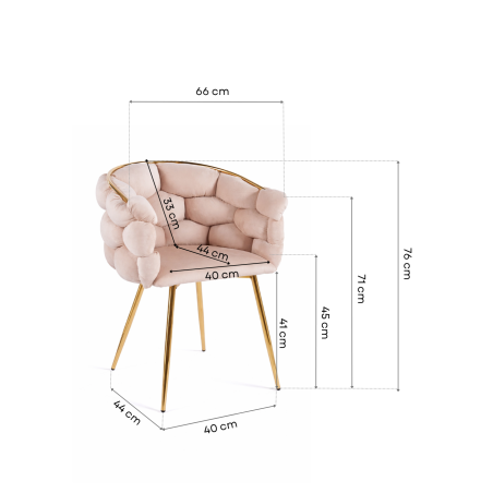 Luksusowe Krzesło Fotel do salonu OLIMPIA welur Beżowy GLAMOUR LOFT 1 szt.