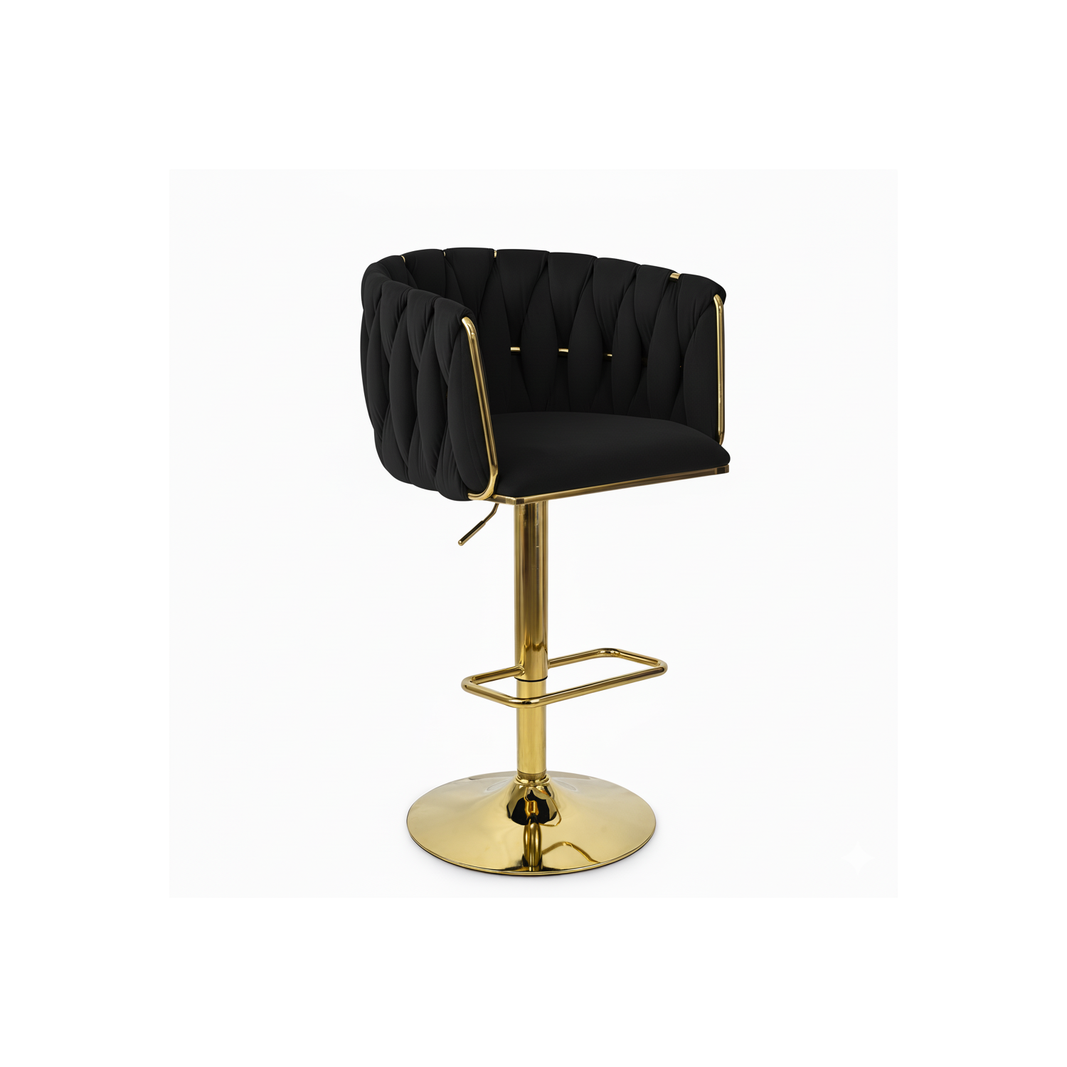 Hoker regulowany, obrotowy, barowy, czarny do kuchni Glamour Loft Pleciony