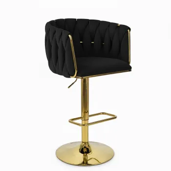 Hoker regulowany, obrotowy, barowy, czarny do kuchni Glamour Loft Pleciony