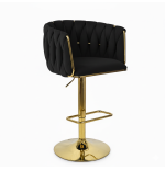 Hoker regulowany, obrotowy, barowy, czarny do kuchni Glamour Loft Pleciony