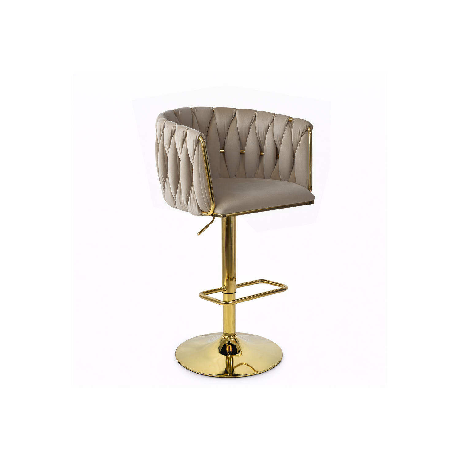 Hoker regulowany, obrotowy, barowy, kawowy do kuchni Glamour Loft Pleciony