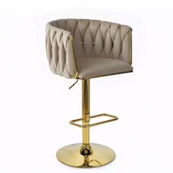 Hoker regulowany, obrotowy, barowy, kawowy do kuchni Glamour Loft Pleciony