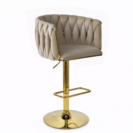 Hoker regulowany, obrotowy, barowy, kawowy do kuchni Glamour Loft Pleciony