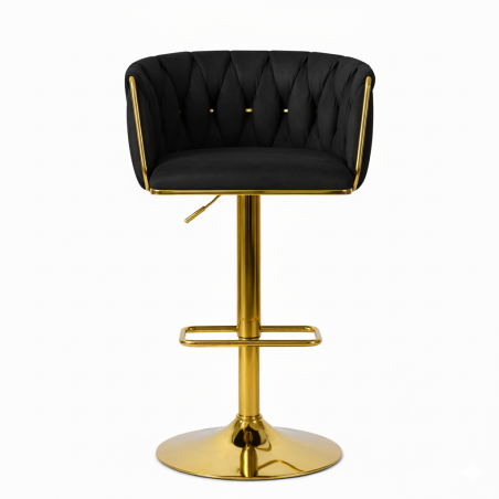 Hoker regulowany, obrotowy, barowy, czarny do kuchni Glamour Loft Pleciony