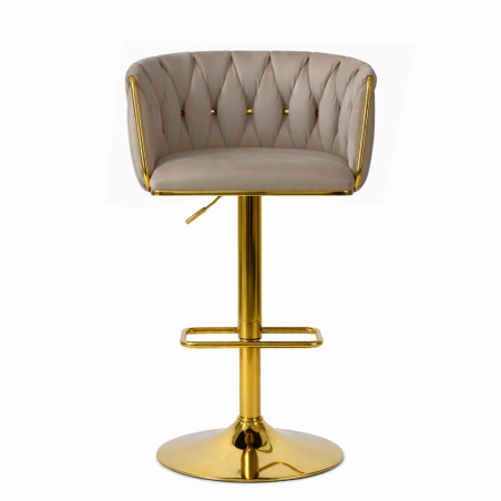 Hoker regulowany, obrotowy, barowy, kawowy do kuchni Glamour Loft Pleciony