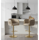 Hoker regulowany, obrotowy, barowy, kawowy do kuchni Glamour Loft Pleciony