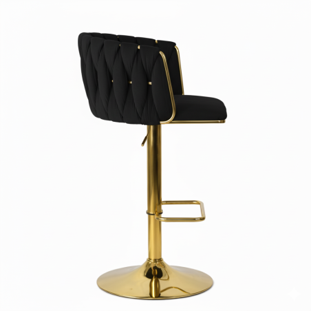 Hoker regulowany, obrotowy, barowy, czarny do kuchni Glamour Loft Pleciony