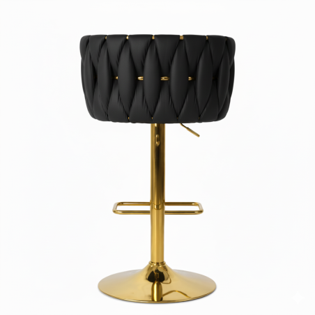 Hoker regulowany, obrotowy, barowy, czarny do kuchni Glamour Loft Pleciony