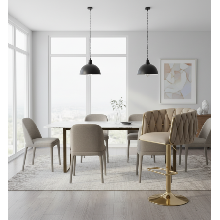 Hoker regulowany, obrotowy, barowy, kawowy do kuchni Glamour Loft Pleciony