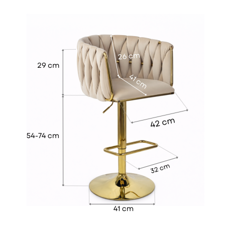 Hoker regulowany, obrotowy, barowy, czarny do kuchni Glamour Loft Pleciony