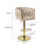 Hoker regulowany, obrotowy, barowy, czarny do kuchni Glamour Loft Pleciony