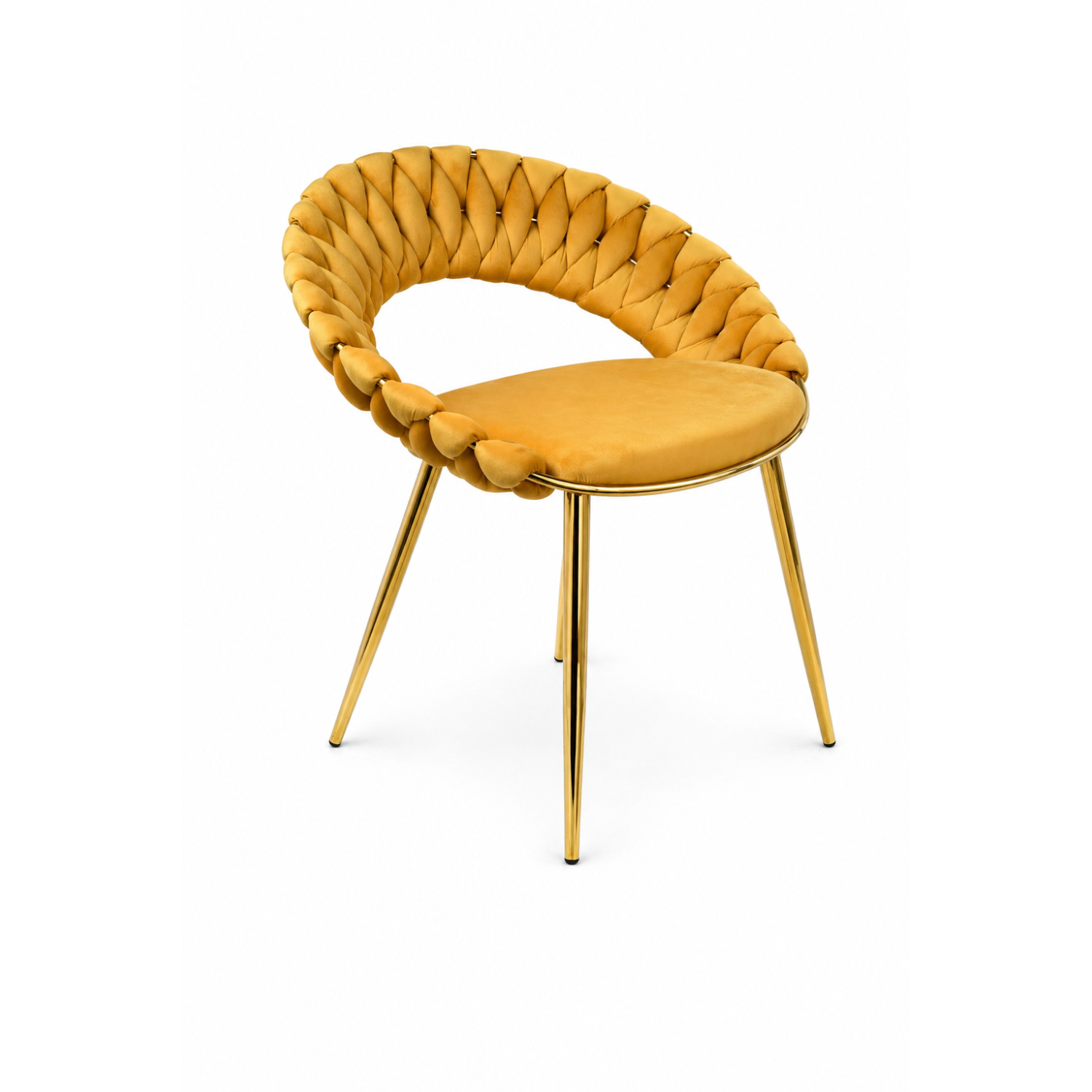 Krzesło tapicerowane glamour złote PRZEPLATANE stylowe welur WELVET zółte