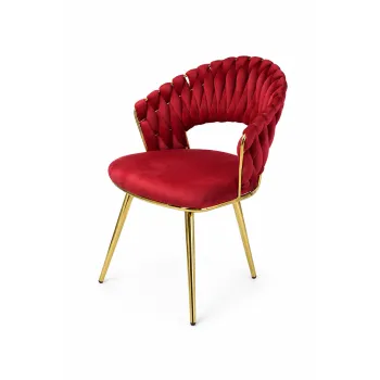 Krzesło Glamour złote PRZEPLATANE stylowe welur WELVET królewska czerwień