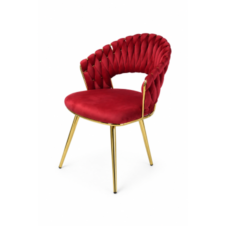 Krzesło Glamour złote PRZEPLATANE stylowe welur WELVET królewska czerwień