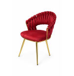 Krzesło Glamour złote PRZEPLATANE stylowe welur WELVET królewska czerwień