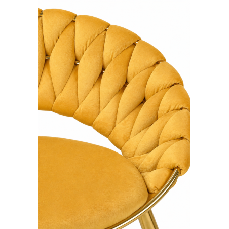 Krzesło tapicerowane glamour złote PRZEPLATANE stylowe welur WELVET zółte