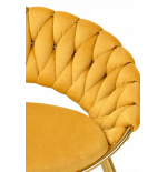 Krzesło tapicerowane glamour złote PRZEPLATANE stylowe welur WELVET zółte
