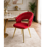 Krzesło Glamour złote PRZEPLATANE stylowe welur WELVET królewska czerwień