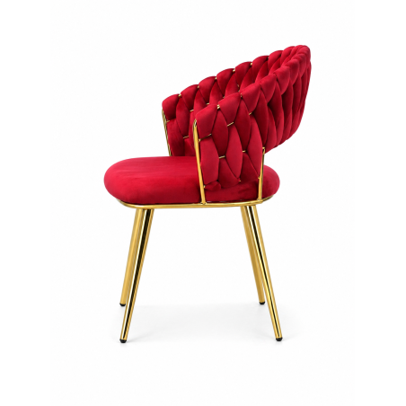 Krzesło Glamour złote PRZEPLATANE stylowe welur WELVET królewska czerwień