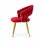 Krzesło Glamour złote PRZEPLATANE stylowe welur WELVET królewska czerwień