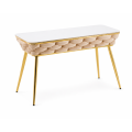 Stół prostokątny JUST HOME GLAMOUR 108cm x50cm MARMUR, ZŁOTE NOGI Beżowy