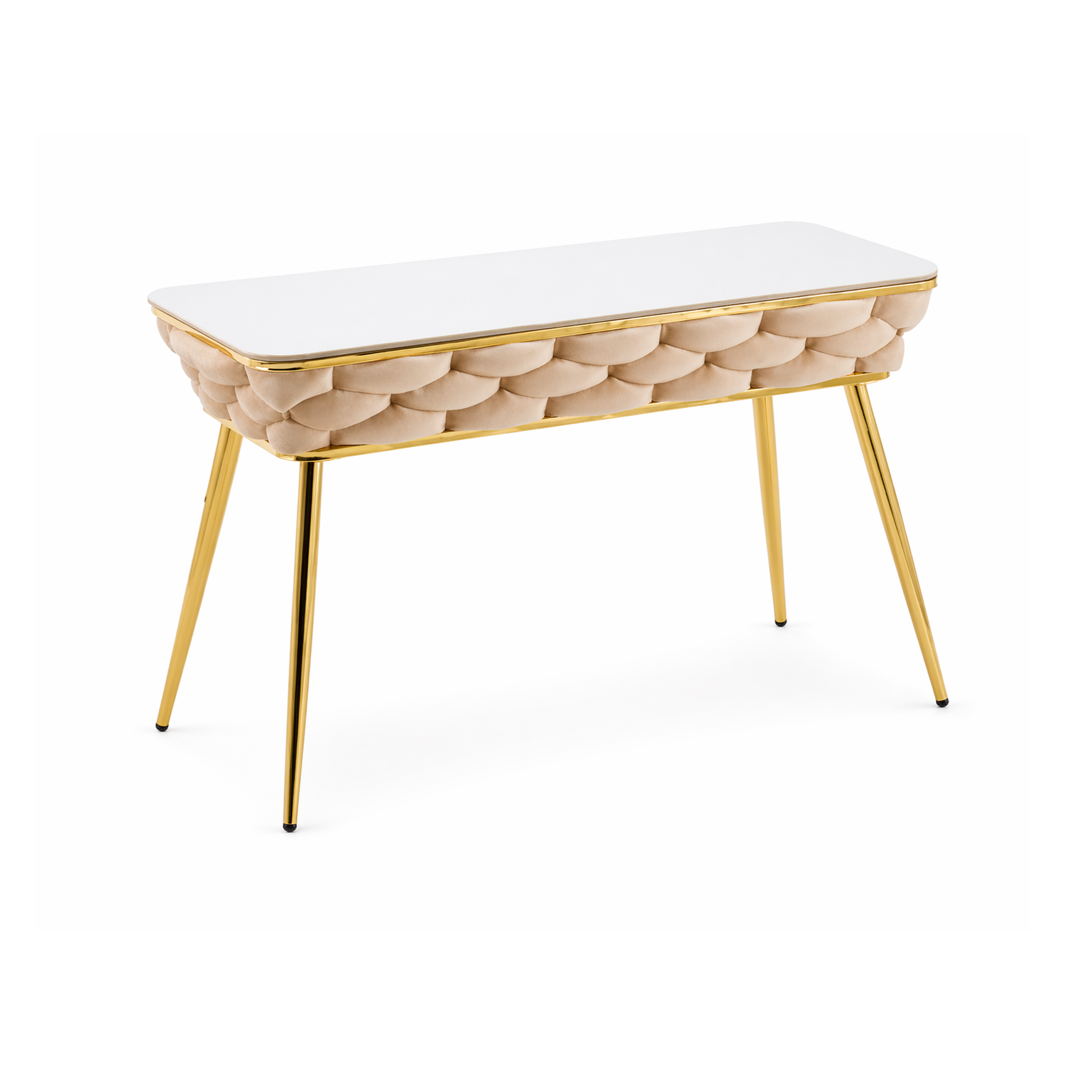 Stół prostokątny JUST HOME GLAMOUR 108cm x50cm MARMUR, ZŁOTE NOGI Beżowy