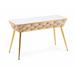 Stół prostokątny JUST HOME GLAMOUR 108cm x50cm MARMUR, ZŁOTE NOGI Beżowy