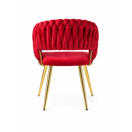 Krzesło Glamour złote PRZEPLATANE stylowe welur WELVET królewska czerwień