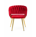 Krzesło Glamour złote PRZEPLATANE stylowe welur WELVET królewska czerwień
