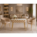 Stół prostokątny JUST HOME GLAMOUR 108cm x50cm MARMUR, ZŁOTE NOGI Beżowy