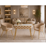 Stół prostokątny JUST HOME GLAMOUR 108cm x50cm MARMUR, ZŁOTE NOGI Beżowy